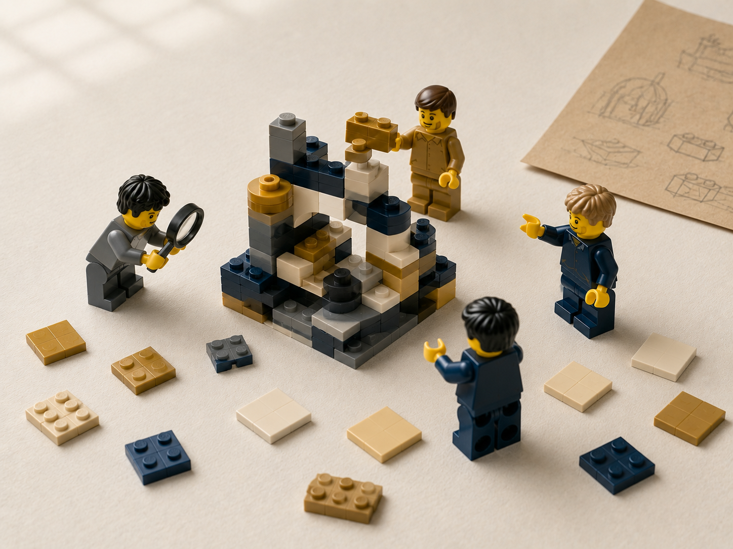 Equipo prototipando con piezas LEGO® SERIOUS PLAY® en un taller de Design Thinking facilitado por SM BuildLab