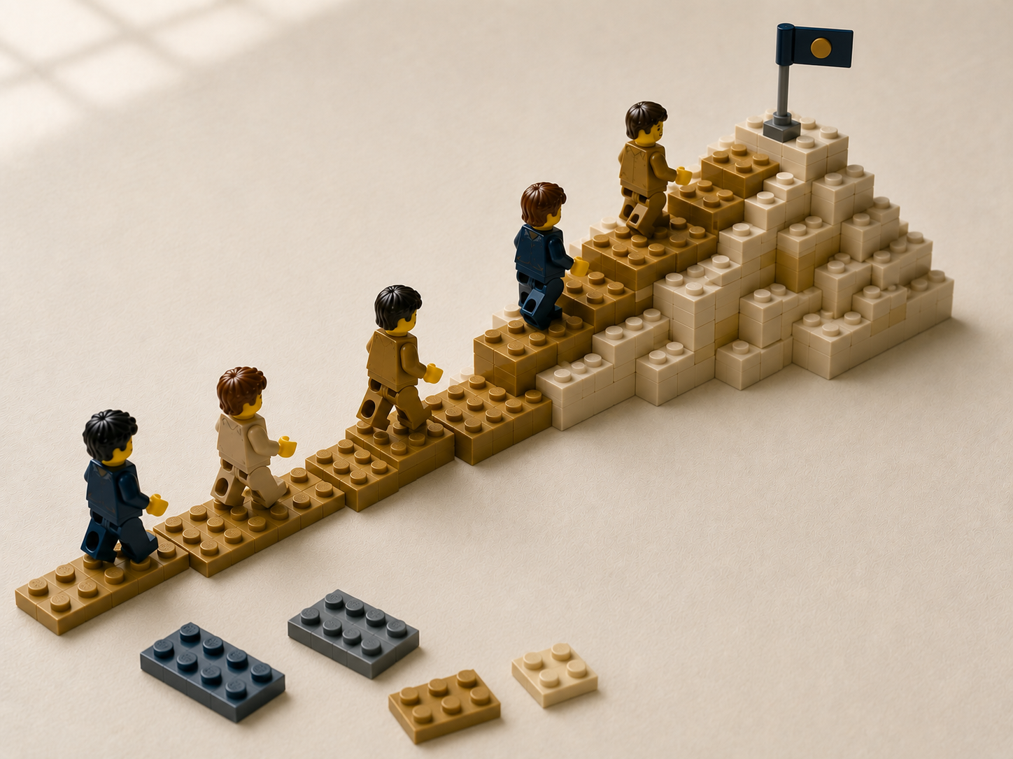 Equipo directivo alineando prioridades estratégicas hacia un objetivo común con LEGO® SERIOUS PLAY® en taller de SM BuildLab